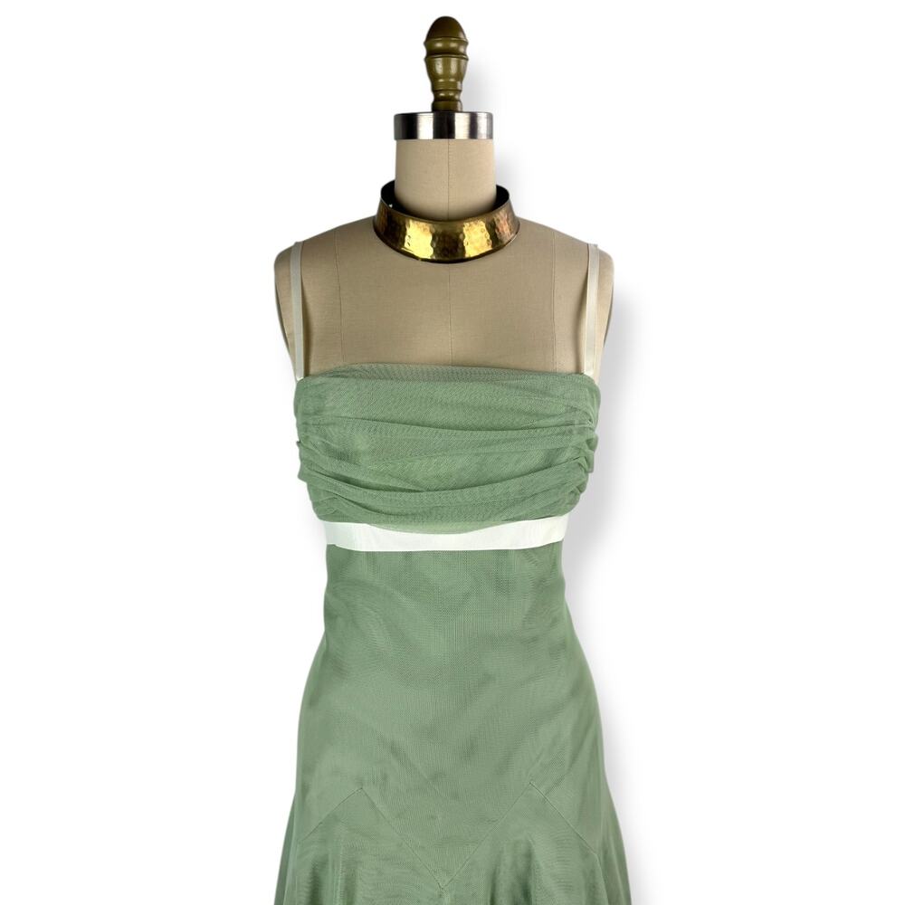 ❌SOLD❌Vintage VERA WANG brand new with tags celadon green A-line gown SIZE 10 - Picture 9 of 16